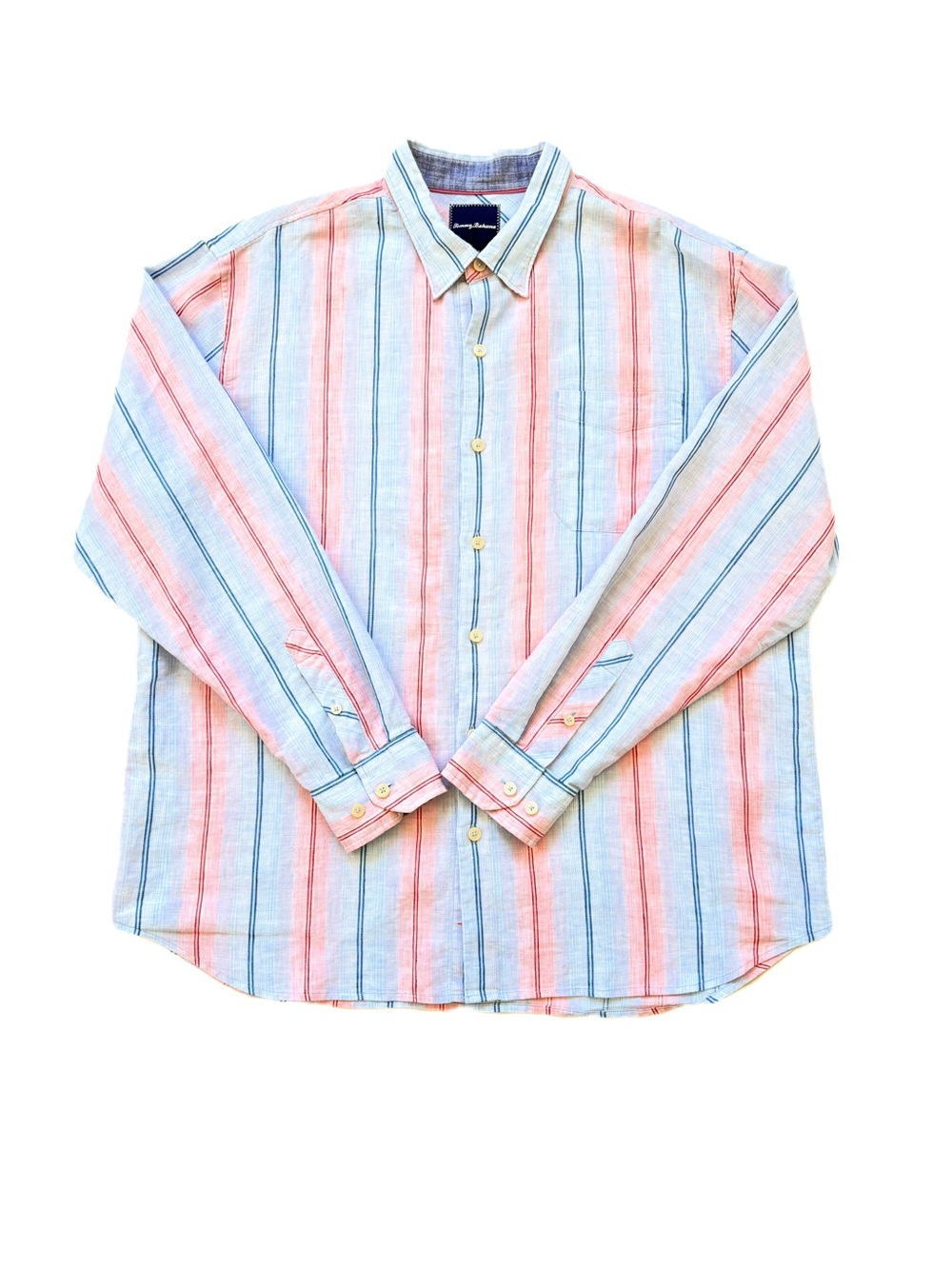 Tommy Bahama XXL Men’s Linen Blend Striped Button Up Long Sleeve Shirt